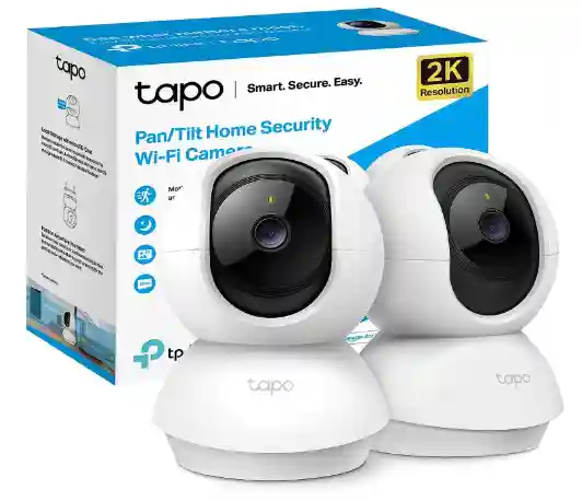  Tapo TP-Link C210P2 360° 3MP 2K 2304 Full HD 1296P Video Pan/Tilt Smart Wi-Fi Security Camera (Pack of 2,White)